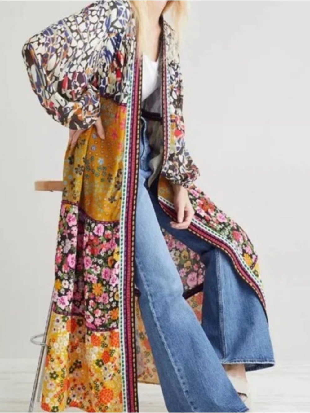 Anthropologie Conditions Apply Retro Floral Tiered Kimono